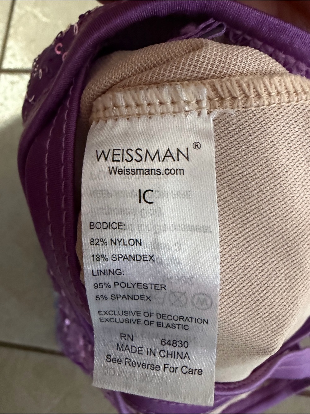 Weissman Purple Dance Shoe with Nude Lining and Sparkle